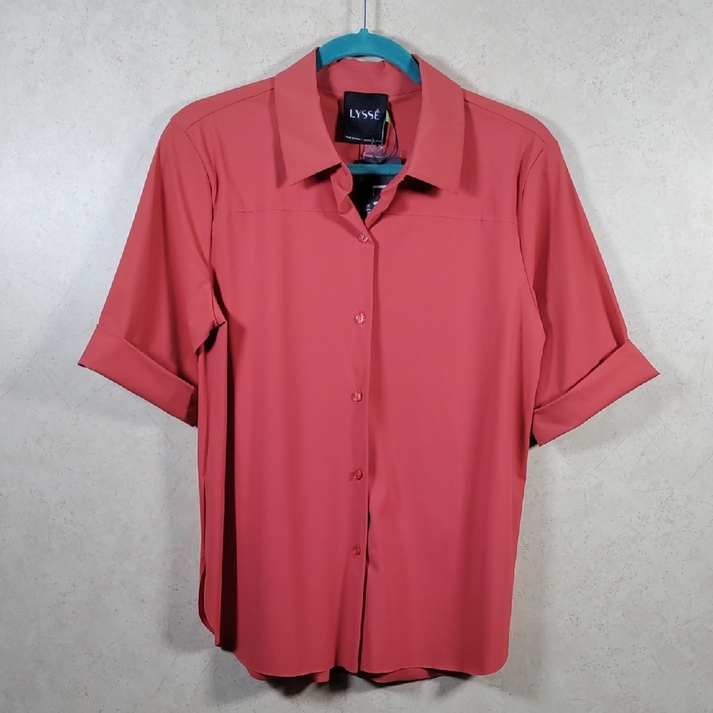6129 Lysse spicy orange Josie S/S Button-Up Shirt M NWT